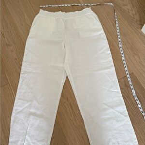 Wide Leg Linen Blend Pants in White